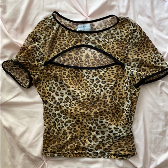 cheetah print mesh top